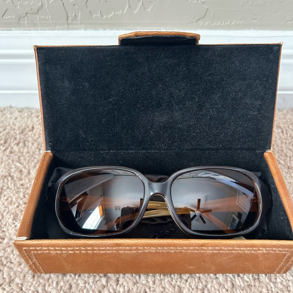 Adrienne Vittadini Tan Prescription Sunglasses with Case